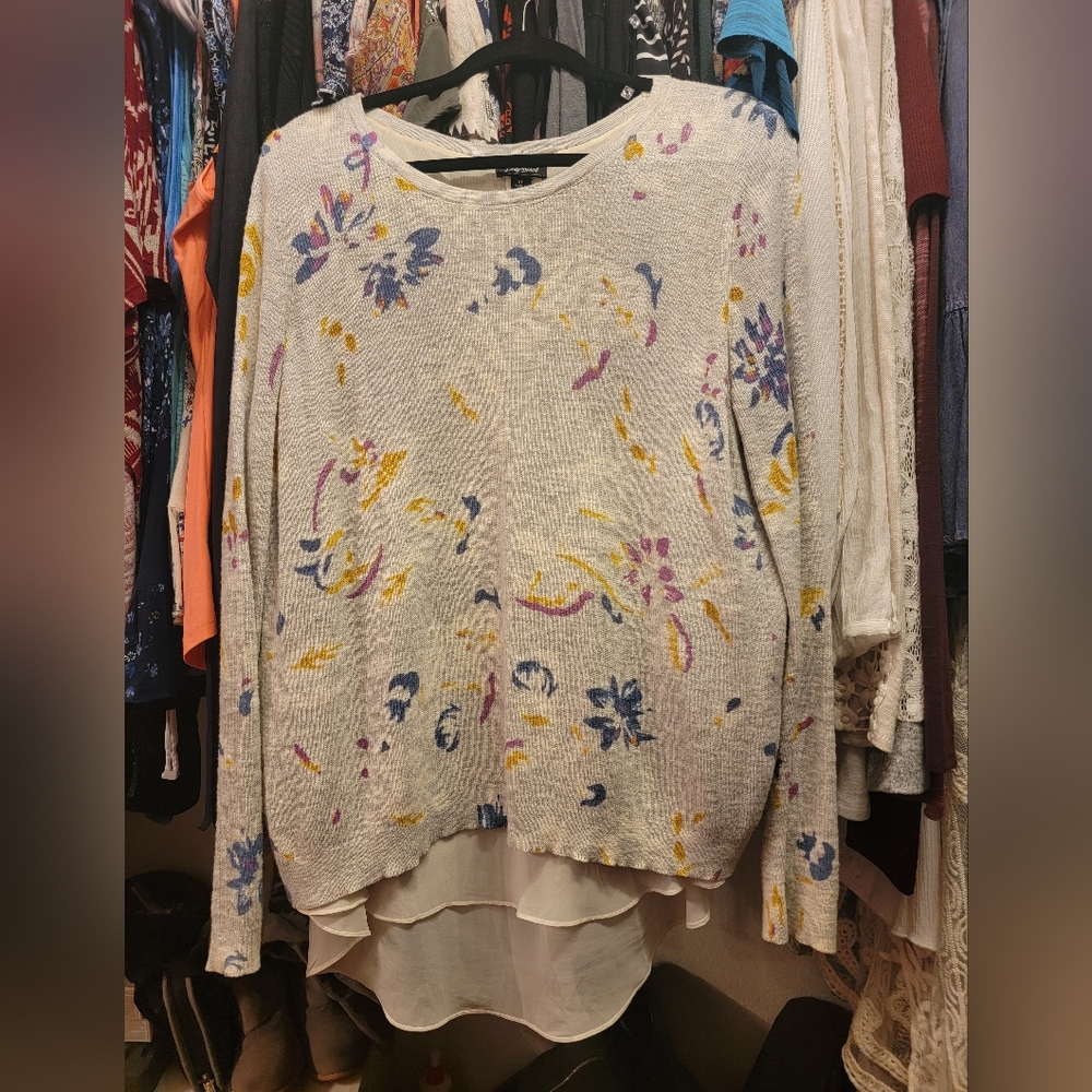 Lucky Brand, XL, sweater with split back and sheer lining
